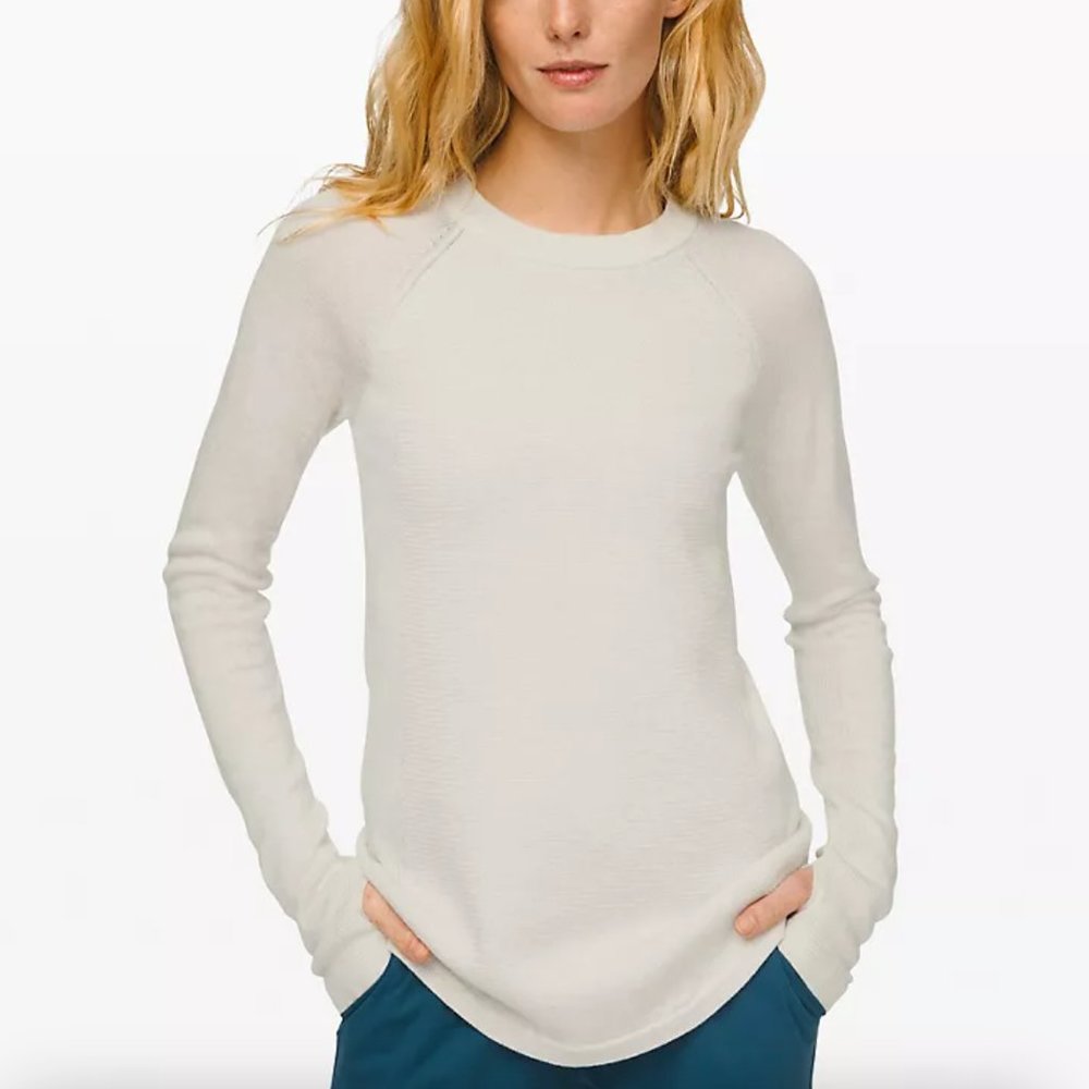 lululemon Light Merino Wool Sweater in Heathered Light Ivory